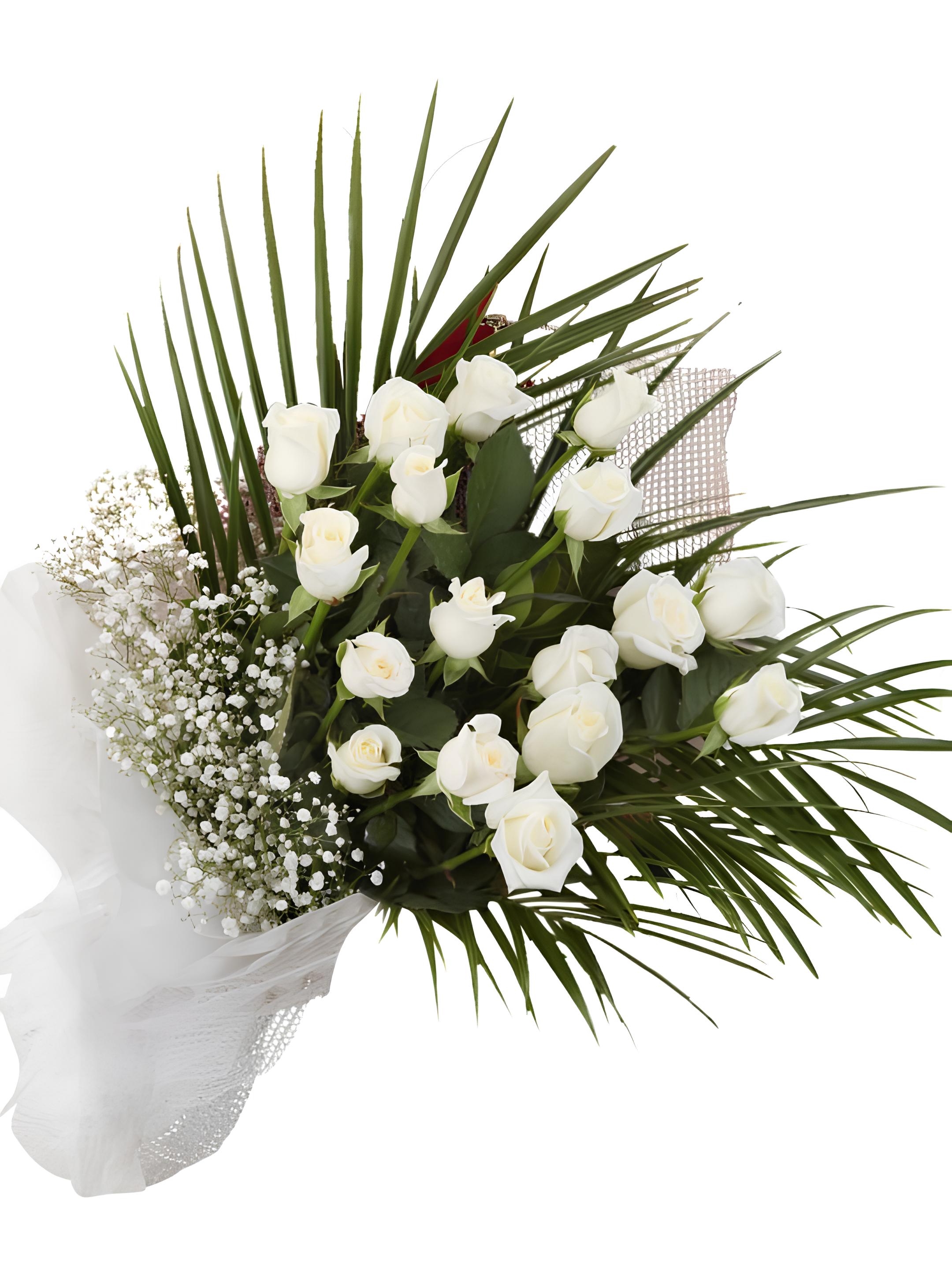 17 Adet Beyaz Gül Buketi