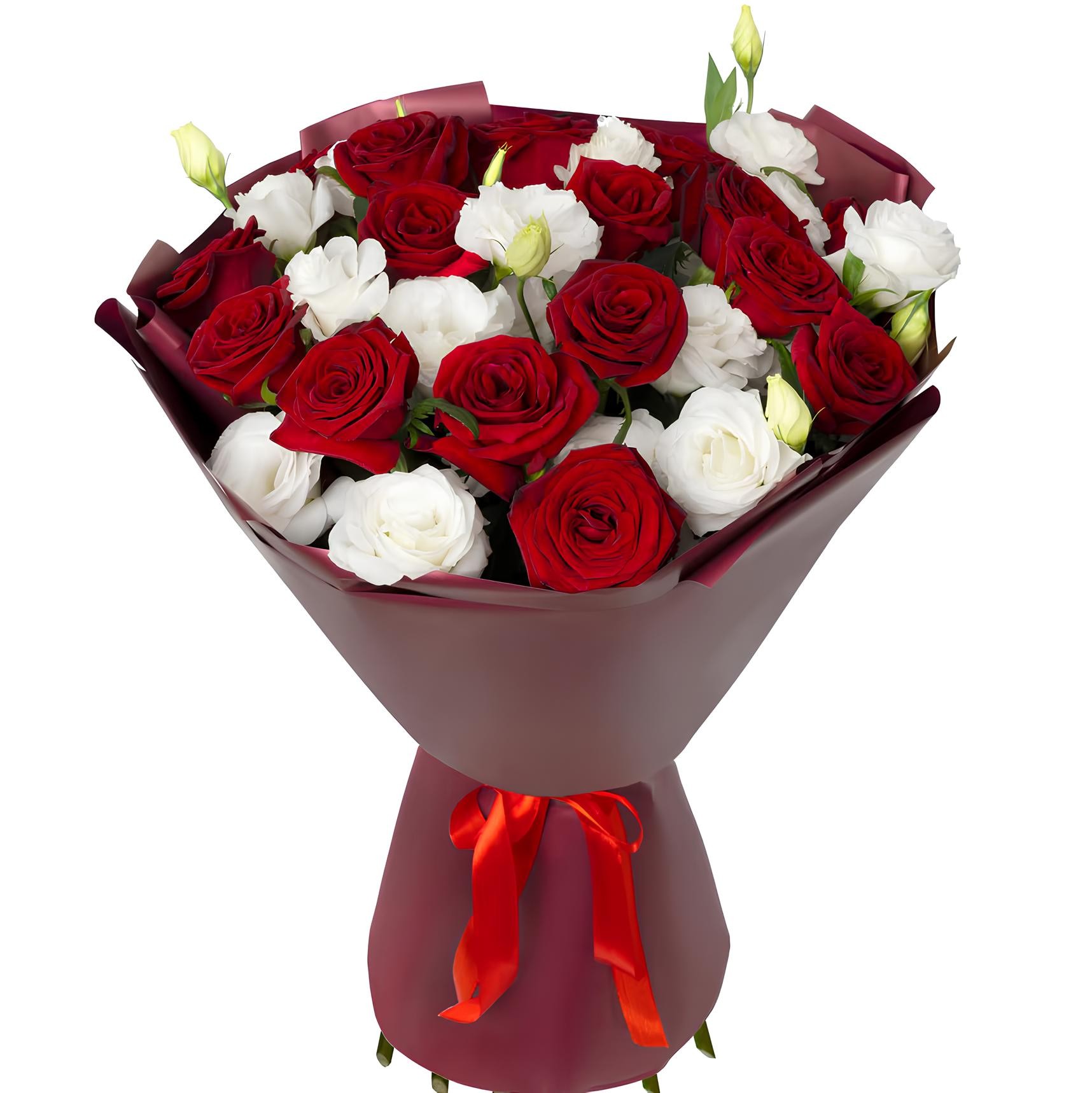 17 Kırmızı ve Beyaz Gül Buketi